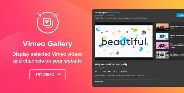 Vimeo Gallery v1.1.1 – WordPress Vimeo 插件