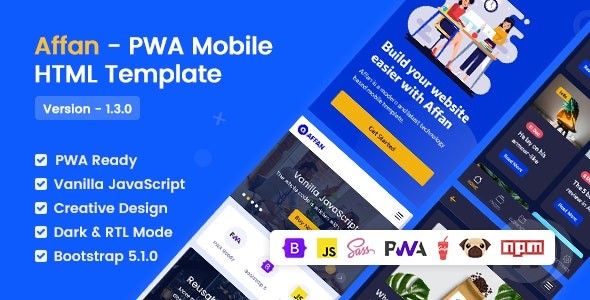 Affan v1.3 – PWA 移动 HTML 模板