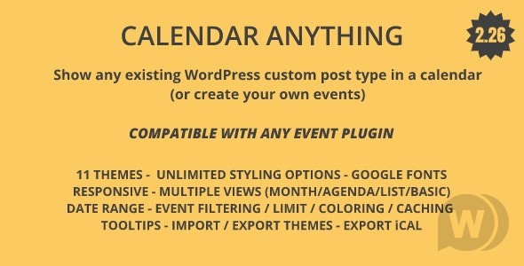 Calendar Anything v2.30 – 在日历中显示任何现有的 WordPress 自定义帖子类型