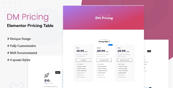 DM Pricing v1.0（已汉化） – WordPress定价展示插件