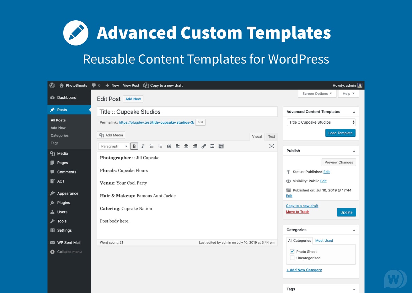 Advanced Content Templates v2.2.2（已汉化） – WordPress内容模板插件