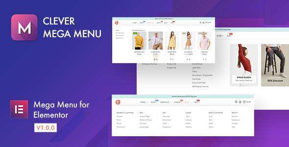 Clever Mega Menu for Elementor v1.0.12 – Elementor智能超级菜单