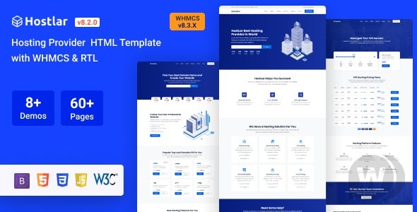 Hostlar v8.2.0 – 带有 WHMCS 的域托管 HTML 模板