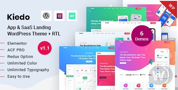 Kiedo v1.6 – App & SaaS Landing WordPress 主题