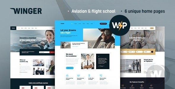 Winger v1.0.9 – 航空和飞行学校 WordPress 主题