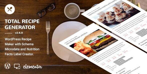 Total Recipe Generator v2.7.2 – Elementor页面构建器插件