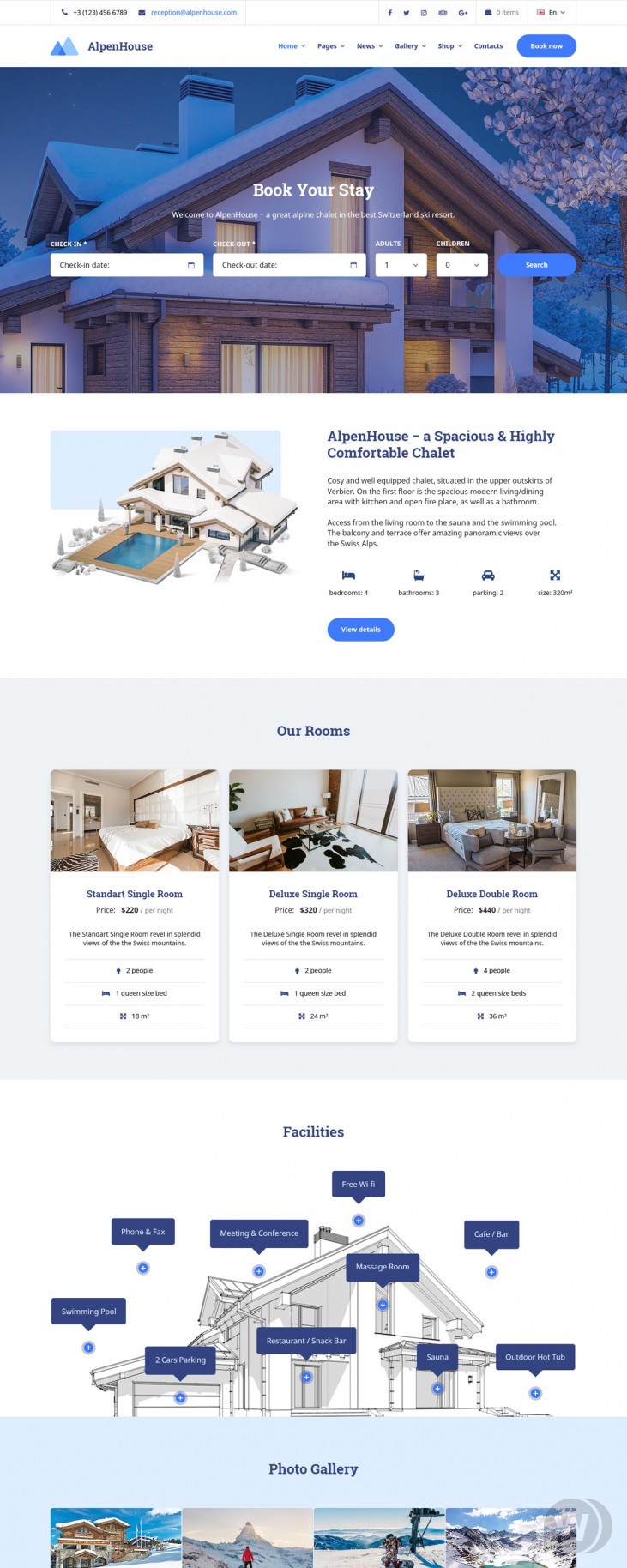 Alpenhouse v1.3.4 – 酒店预订的WordPress主题