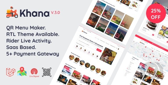 Khana v4.0（已汉化） – 使用 Saas 和 QR Menu Maker 进行多餐厅食品订购、餐厅管理