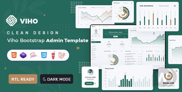 Viho v1.0 – Bootstrap 5 & Laravel 管理 & 仪表板模板