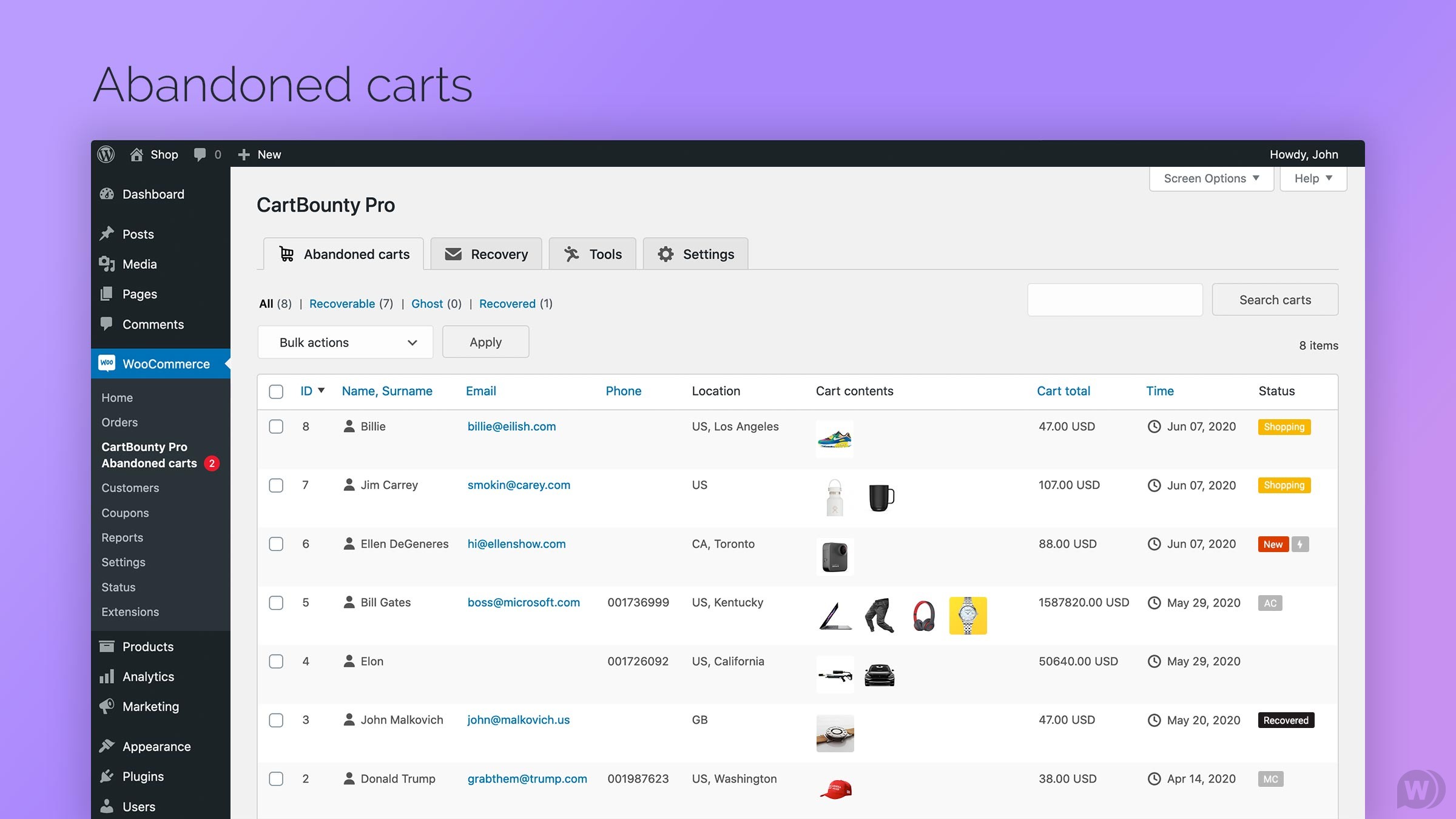 CartBounty Pro v10.0.5.1（已汉化） – WooCommerce 保存和恢复放弃的购物车