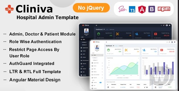 Cliniva Hospital v7.1.0 – 用于医生和诊所的 Angular 12+ 医疗管理仪表板模板