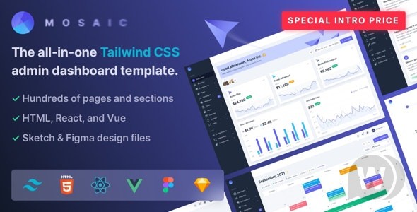 Mosaic v 15 September 2022 – Tailwind CSS 管理仪表板模板