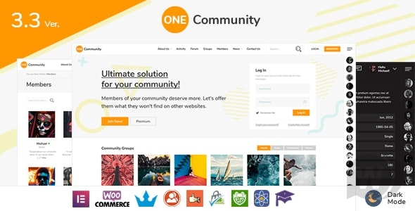 OneCommunity v3.7.8（已汉化） – BuddyPress WordPress 社区主题