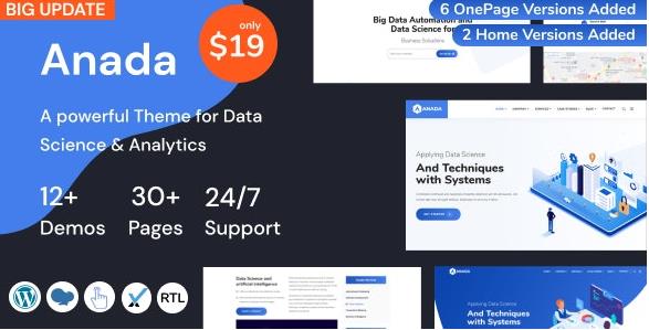 Anada v1.3.6 – WordPress数据科学和分析Saas主题