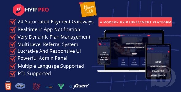 HyipPro v5.0.1 – 现代 HYIP 投资平台