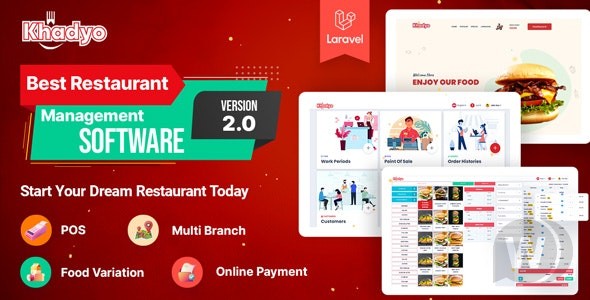 Khadyo Restaurant Software v4.1.0 – 带 POS 的在线食品订购网站