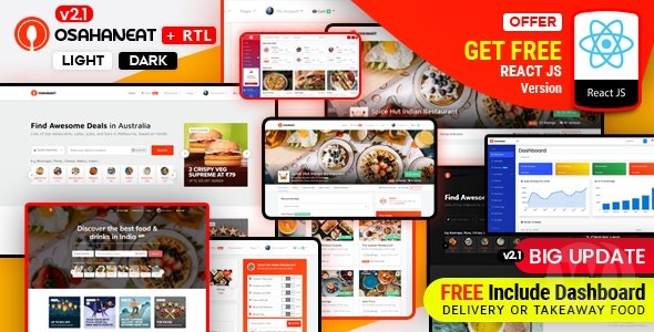 Osahan Eat v2.1 – HTML React 在线食品订单模板