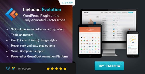 LivIcons Evolution for WordPress v2.10.387（已汉化） – 下一代真正的动画矢量图标