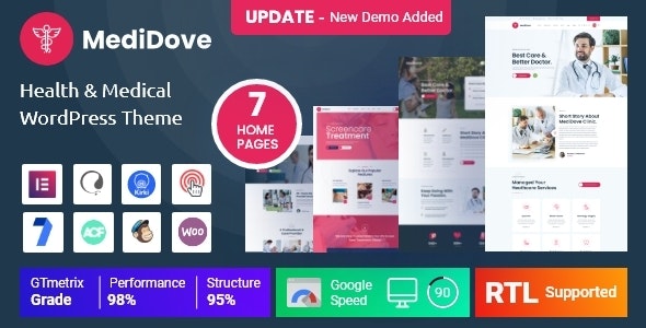 MediDove v2.2.6 – 医疗保健、家庭保健服务 WP Theme + RTL