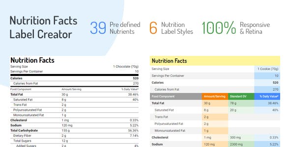 Nutrition Facts Label Creator v1.3.0