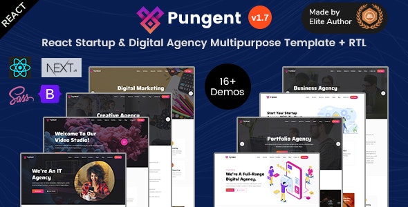 Pungent – React Multipurpose Startup & Digital Agency Template v1.7