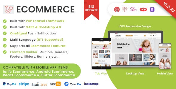 Laravel Ecommerce – Universal Ecommerce/Store Full Website with Themes and Advanced CMS/Admin Panel 1.1.6