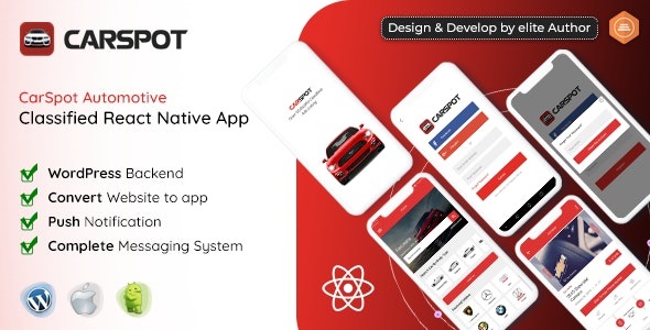 CarSpot – Dealership Classified React Native Android App + IOS V1.9.1 – 汽车经销商应用程序和网站