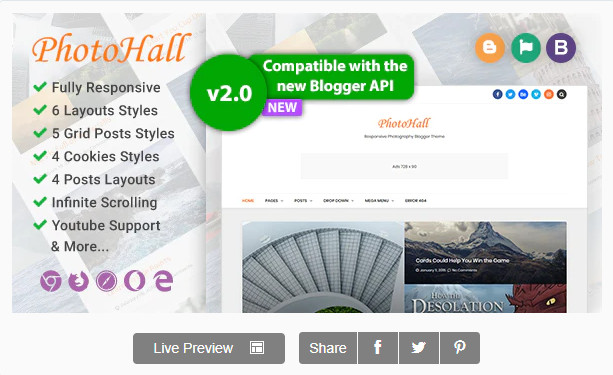 PhotoHall v2.5 – Blogger 响应式摄影主题