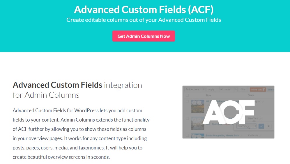 Admin Columns Pro – Advanced Custom Field (ACF) Addon v3.0.4