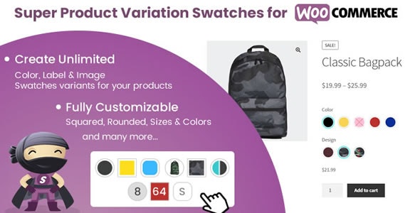 Super Product Variation Swatches for WooCommerce v2.2 –  WooCommerce 的超级产品变体色板插件