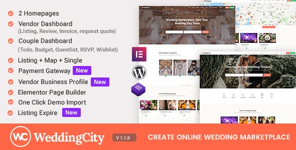 WeddingCity v1.2.6 – WordPress 目录和列表主题