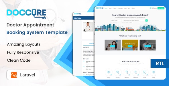 Docure v1.7.6 – 医生预约管理系统模板 (Practo Clone) (HTML + Laravel)