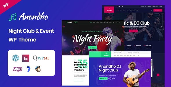 Anondho v1.0 – WordPress 夜总会和活动主题