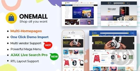 OneMall v1.9.2 – WordPress 电子商务市场 主题（包括移动布局）