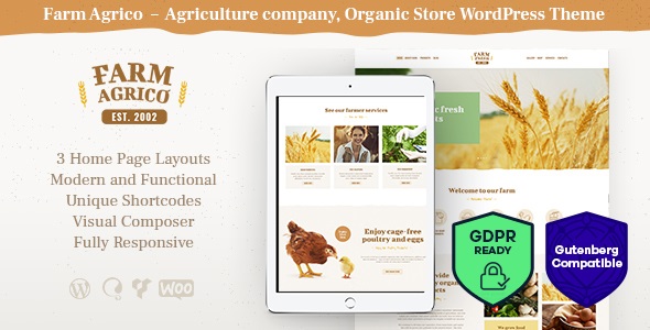 Farm Agrico v1.3.7 – WP 农业商业主题