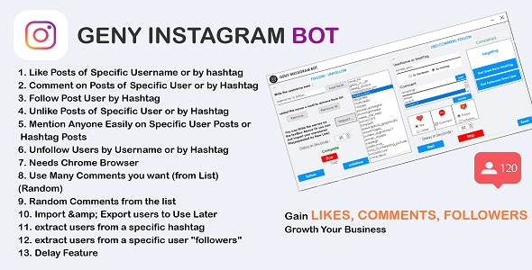 GENY instagram bot V4.0.1 – 获得更多 Instagram 追随者，立即增加您的追随者