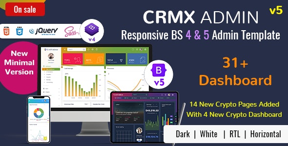 CrmX v5.0 – Bootstrap 管理仪表板模板和用户界面