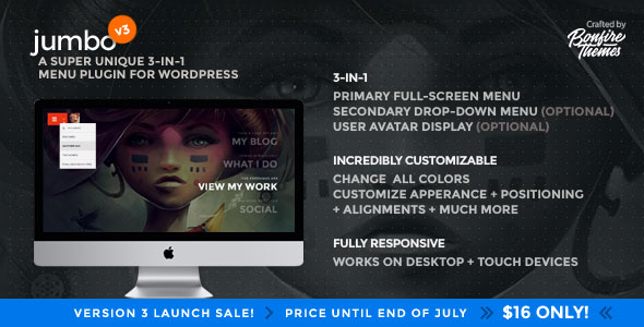 Jumbo v3.8 – 适用于 WordPress 的三合一全屏菜单