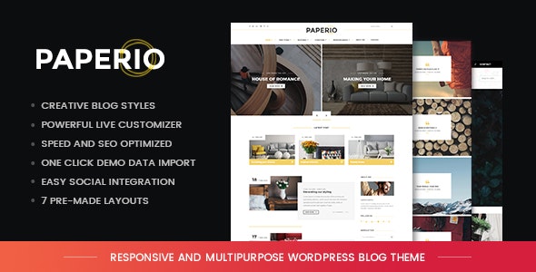 Paperio v2.6 – 响应式和多用途 WordPress 博客主题