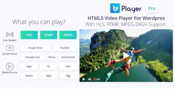 bzplayer Pro v2.1 – WordPress 实时流媒体播放器插件