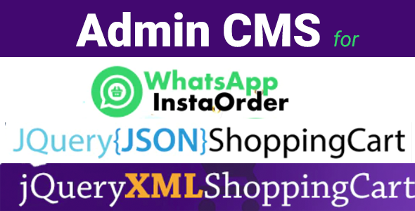 Admin CMS for WhatsApp Insta Order v1.0.4 – jQuery JSON Store Shop – jQuery XML Store Shop