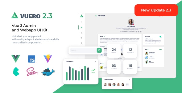 Vuero v2.7.0 – VueJS 3 Admin and Webapp UI Kit