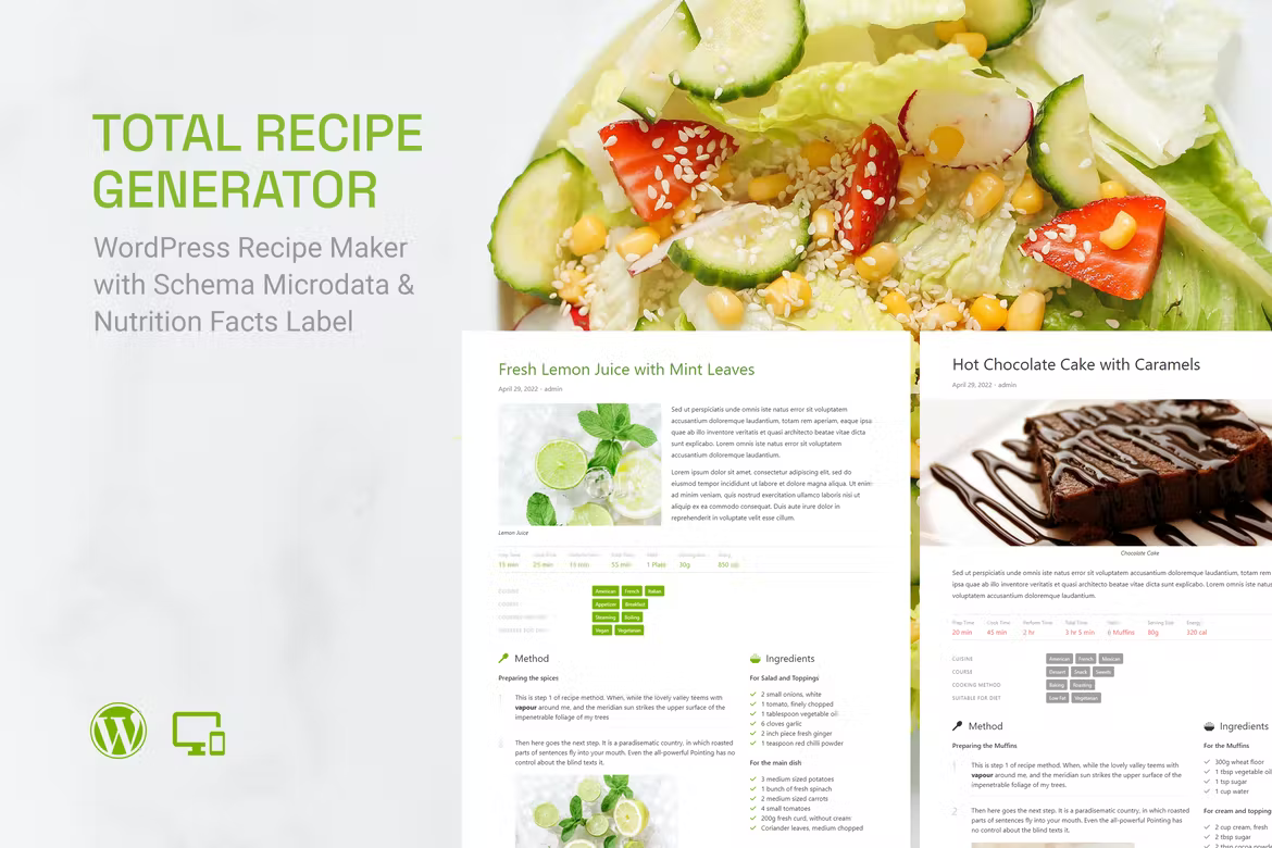 Total Recipe Generator v0.3.0 – 具有模式和营养成分的 WordPress 食谱制作器