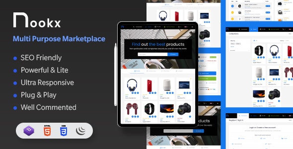 Nookx v1.4.4 多用途买卖 – 带有管理面板的数字市场引导 HTML 模板