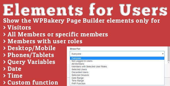 Elements for Users v1.5.6 – WPBakery Page Builder（以前称为 Visual Composer）的插件