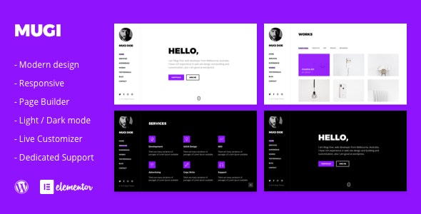 Mugi v1.0.4 – Personal Portfolio & Resume WordPress Theme