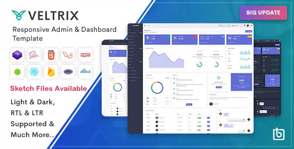 Veltrix v5.0.0 – 管理和仪表板模板