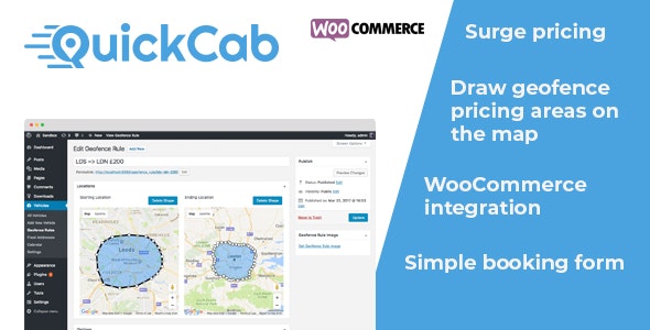 QuickCab v1.3.5 – WooCommerce 出租车预订插件