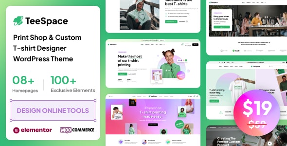 TeeSpace V1.2.6 – Print Custom T-shirt Designer WordPress 主题