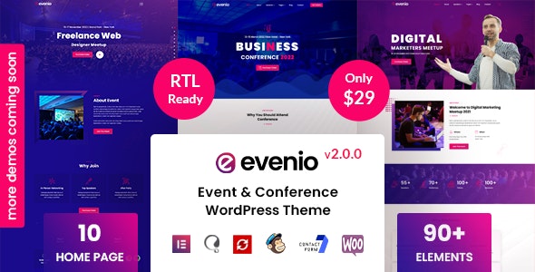 Evenio v2.1.0 – Event Conference WordPress Theme